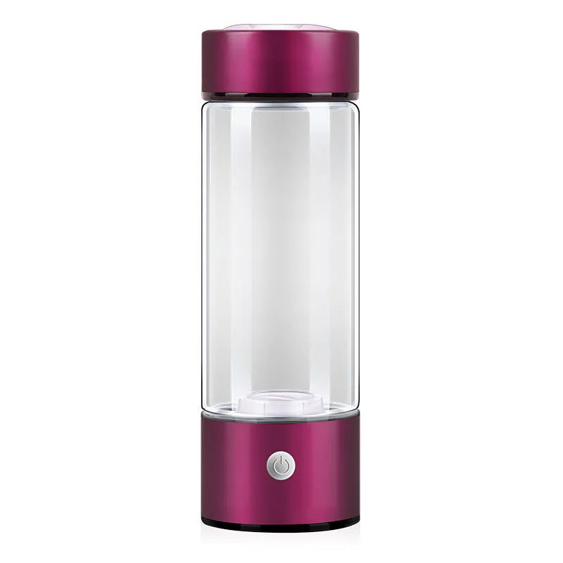 Hydrogen water bottle with electric generator in silver colour, borosilicate glass, 401-500ml capacity
