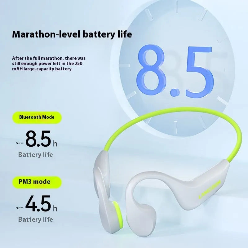 Jerry chip bone conduction open sports Bluetooth headset in grey green and black gray with silicone adjustment rope