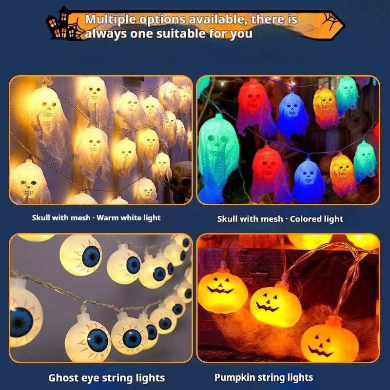 Halloween coloured lights strand for indoor wall decoration with battery box power supply