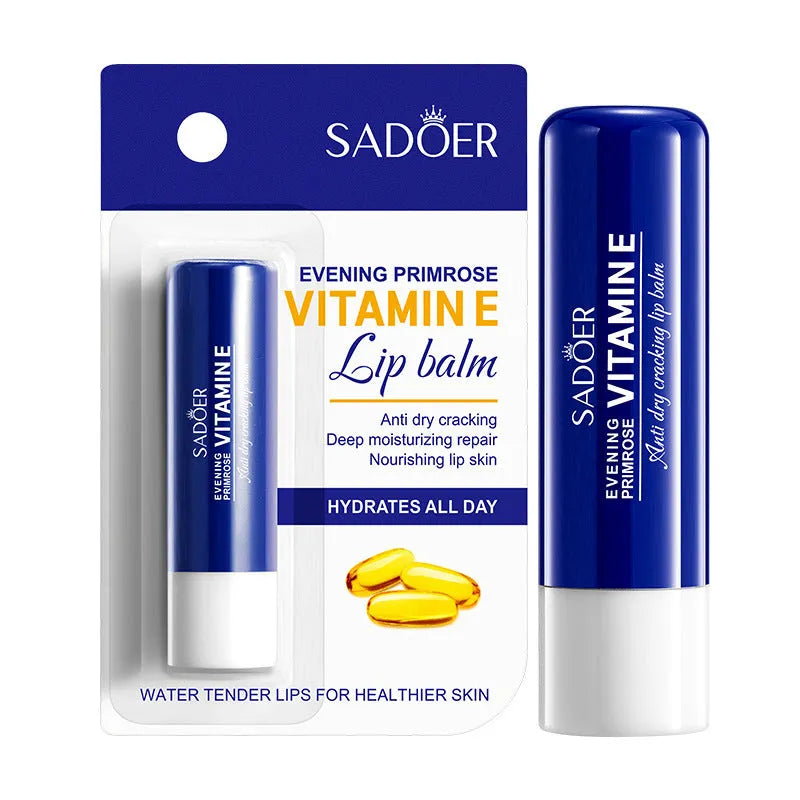 Anti-chapped lip moisturising lipstick in a tube, shown alongside text listing variants like Marigold, Hyaluronic Acid, and Watermelon.