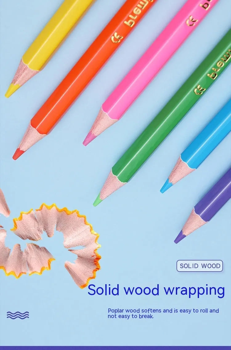 Set of wooden double-tipped colouring pencils in a case, showing the two colour leads on each pencil.