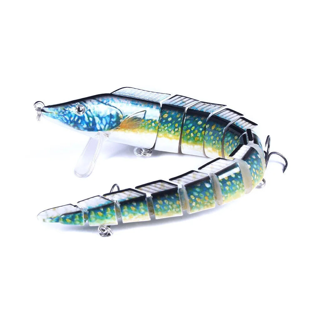 Multi-section simulated loach fishing lure with #2 hook showing segmented body design