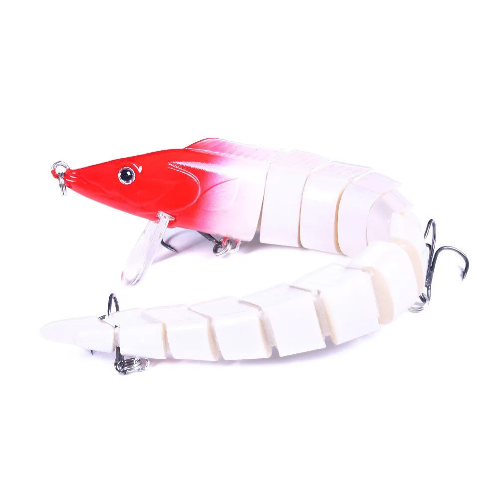 Multi-section simulated loach fishing lure with #2 hook showing segmented body design