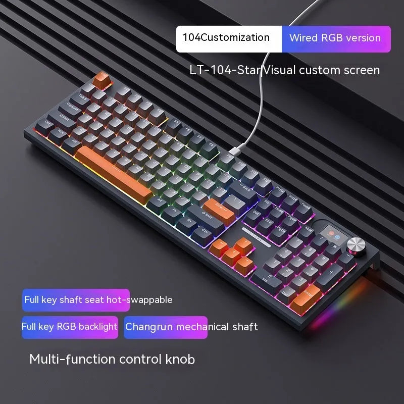 Bluetooth wireless three-mode mechanical keyboard ABS 445x138x29mm with Type-C cable and packing box