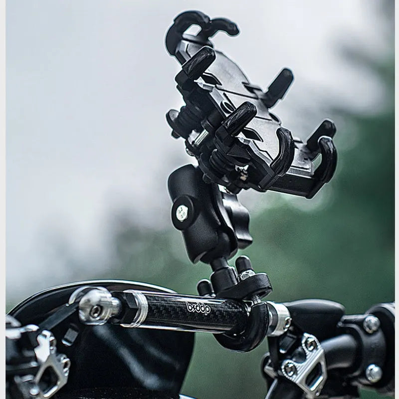 Aluminium alloy motorcycle phone bracket with eight claws and shock absorption design