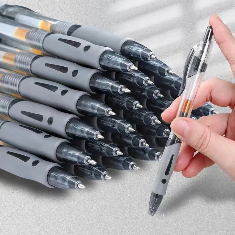 Plastic gel pen with 0.5mm tip in black, blue and red ink colour options