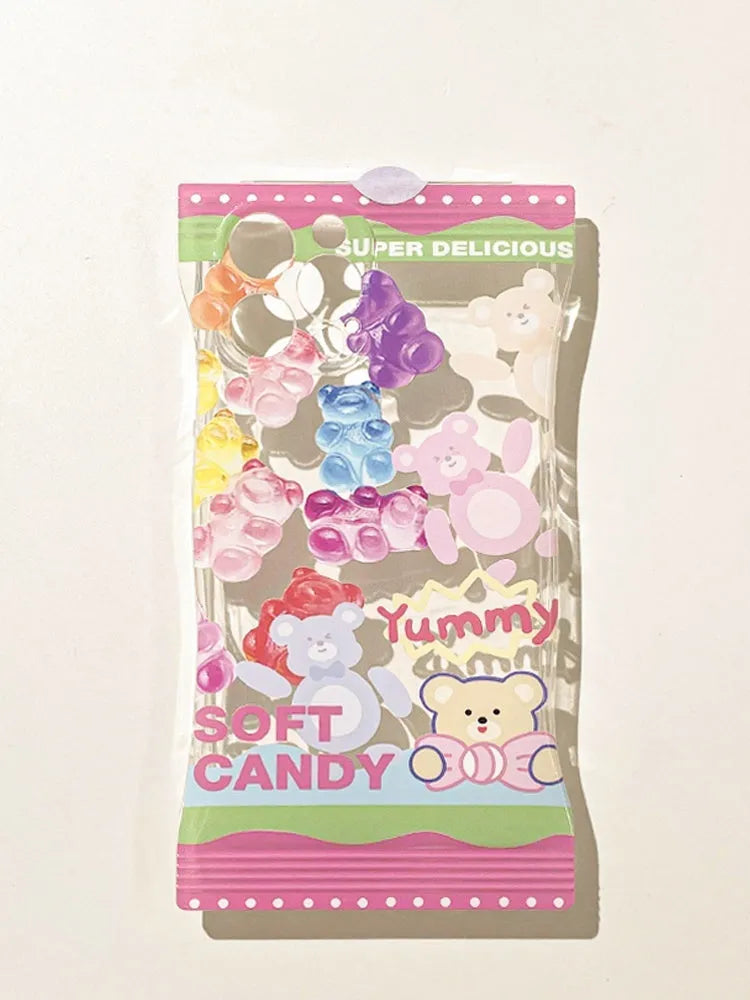 Cartoon cute gummy bear phone case in colourful candy finish, TPU anti-fall cover for iPhone.