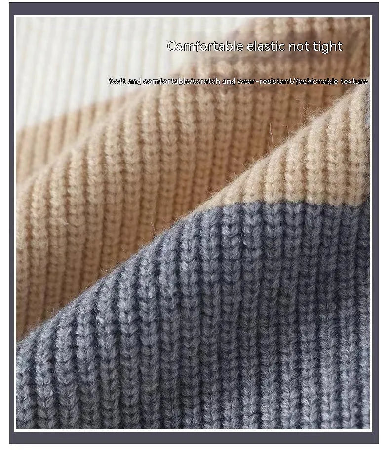 Men's loose knitwear polyester sweater in Pearl White with long sleeves, relaxed leisure style