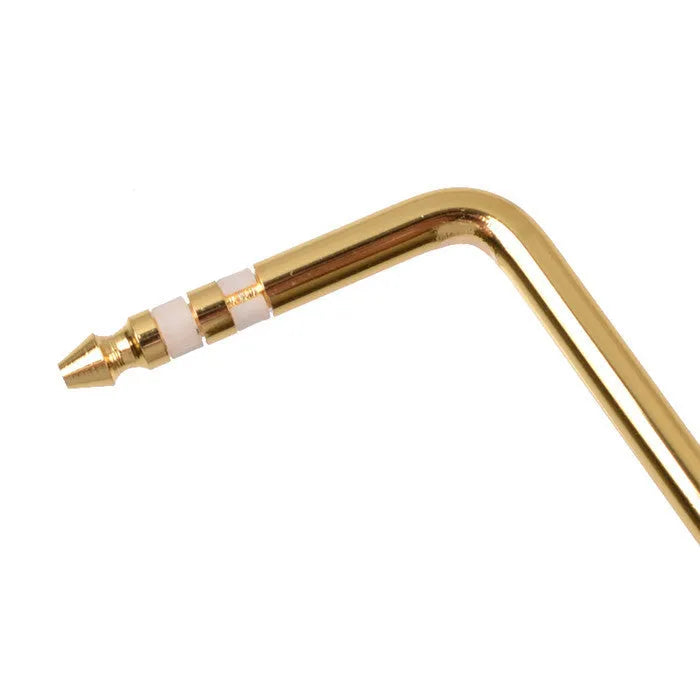 Guitar tremolo bar replacement arm in gold, silver, black, and blue chrome finishes.