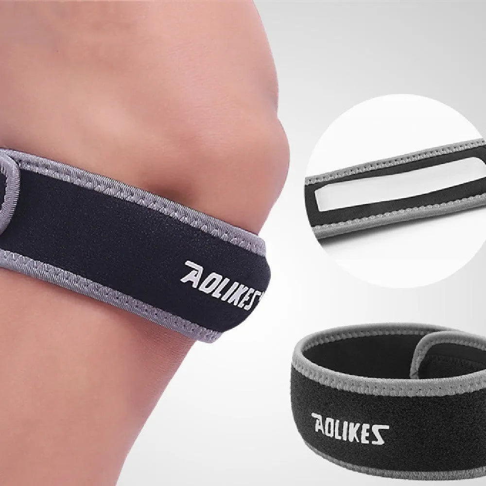 Black and grey patella retinaculum knee brace for sports protection