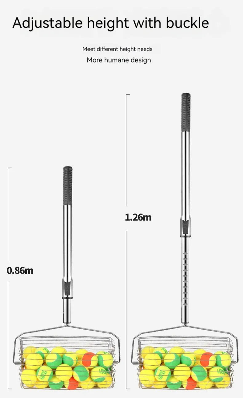 Stainless steel adjustable tennis ball picker roller for collecting tennis balls on court