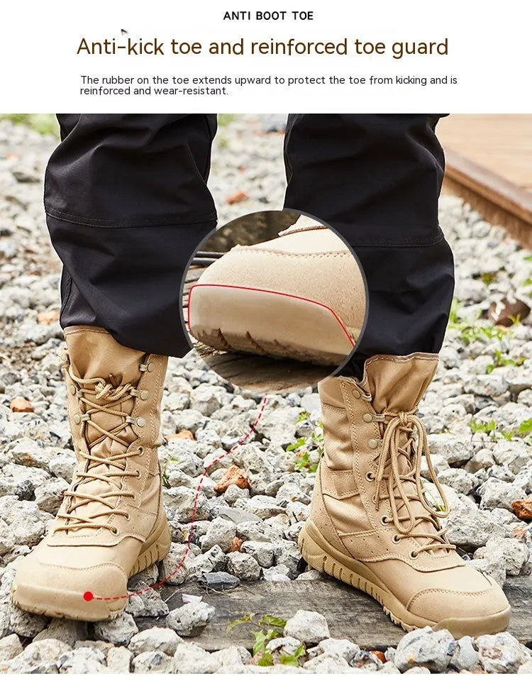 Summer Yulong Combat Boots tactical desert footwear in black and sand colours
