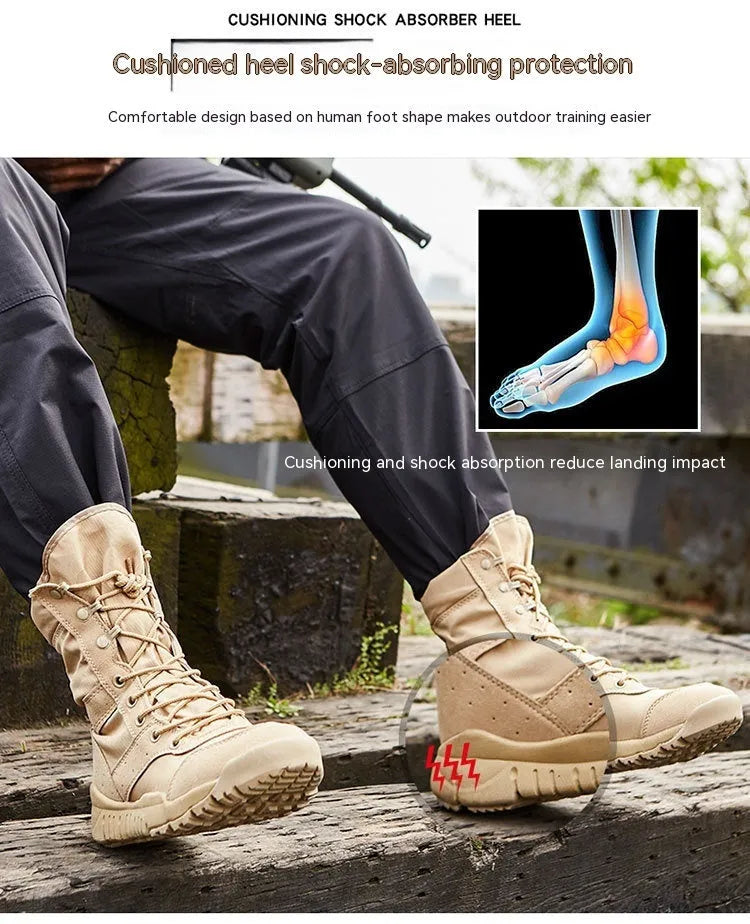 Summer Yulong Combat Boots tactical desert footwear in black and sand colours