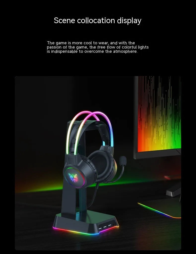 X15PRO wired gaming headset with 3.5mm plug, 50mm horn, RGB luminous design, and braided cable