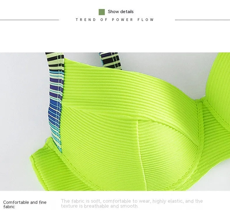 Green printed halter bikini set with split brief bottoms for women