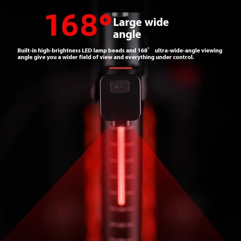 Bicycle rear taillight with running water LED pattern mounted on seat tube