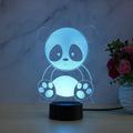 Panda 3 night light with remote control showing seven colour options on acrylic panel