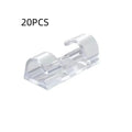 Transparent self-adhesive cable clips in four sizes for punch-free wire organisation