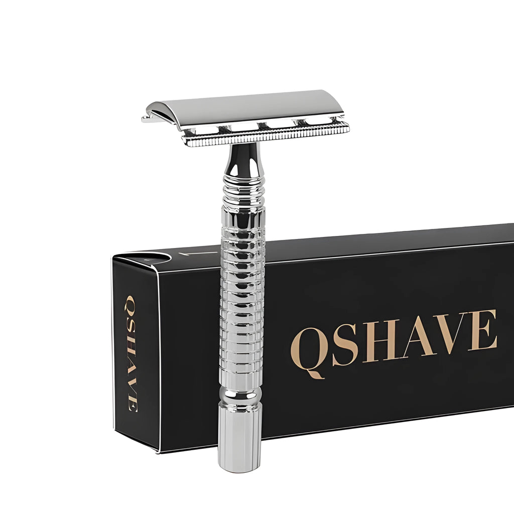 Stainless steel double edged safety razor with chrome plating and storage box