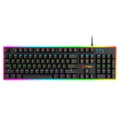 Real mechanical keyboard with RGB backlighting, USB wired connection, metal body, and 104 keys in a full-size layout