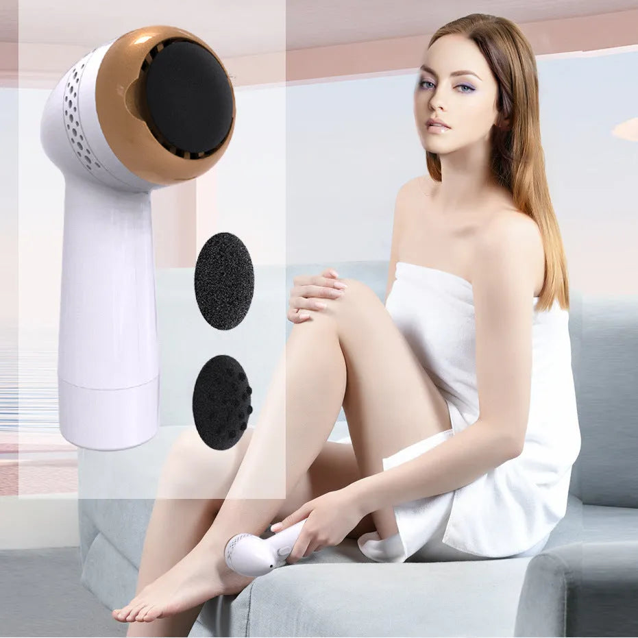 Electric vacuum foot grinder with quartz grinding heads in gold, rose gold, silver and white colour options