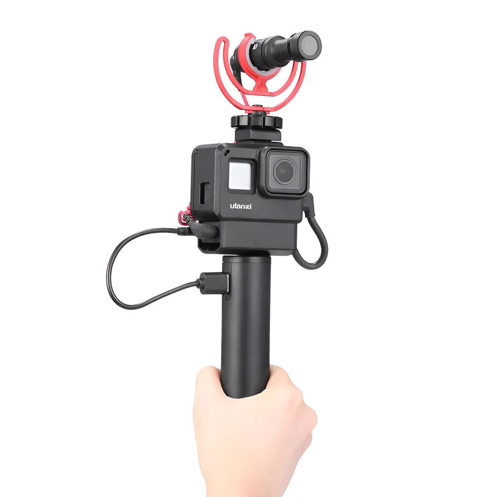 Black aluminium alloy portable charging handle power bank with 6800mAh capacity
