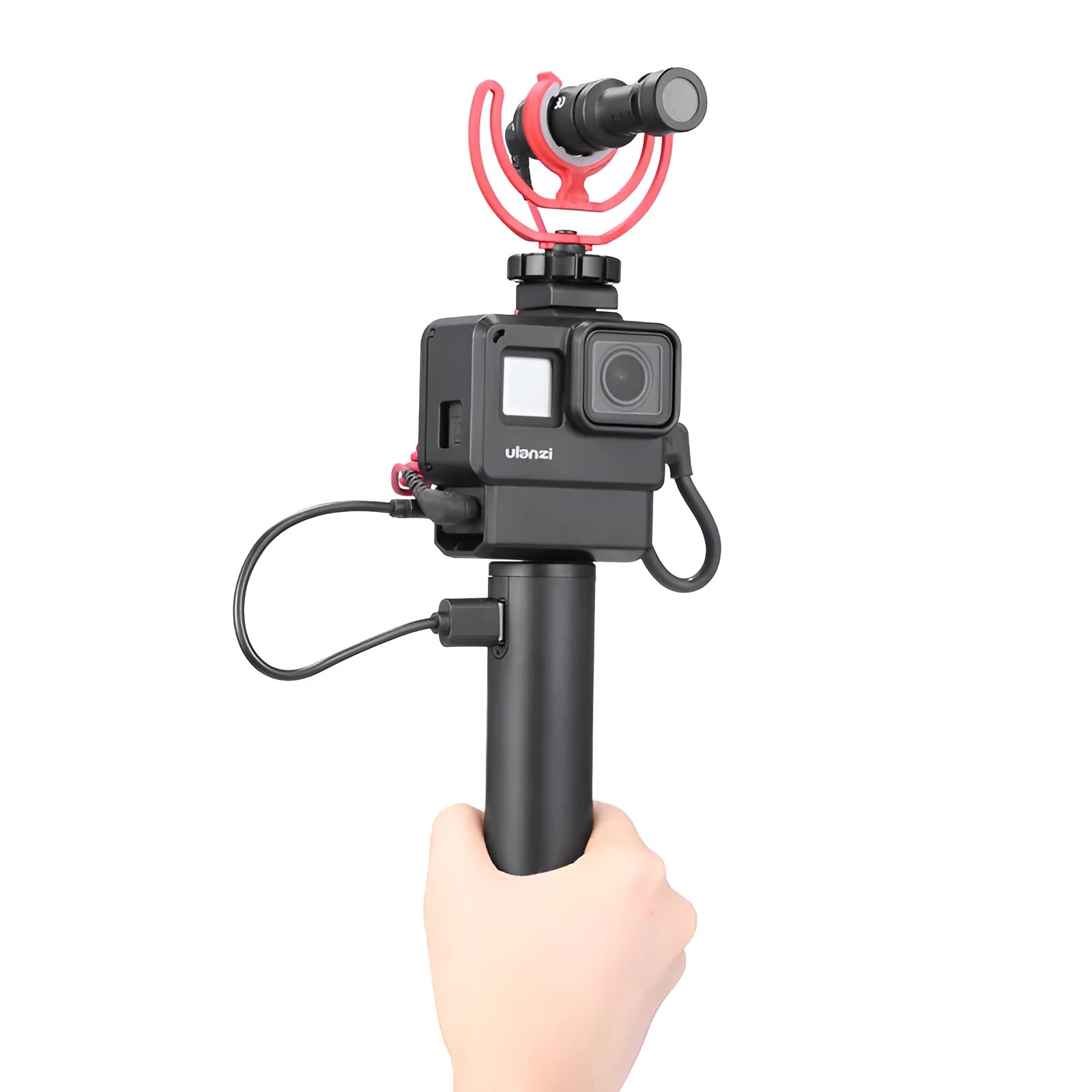Black aluminium alloy portable charging handle power bank with 6800mAh capacity
