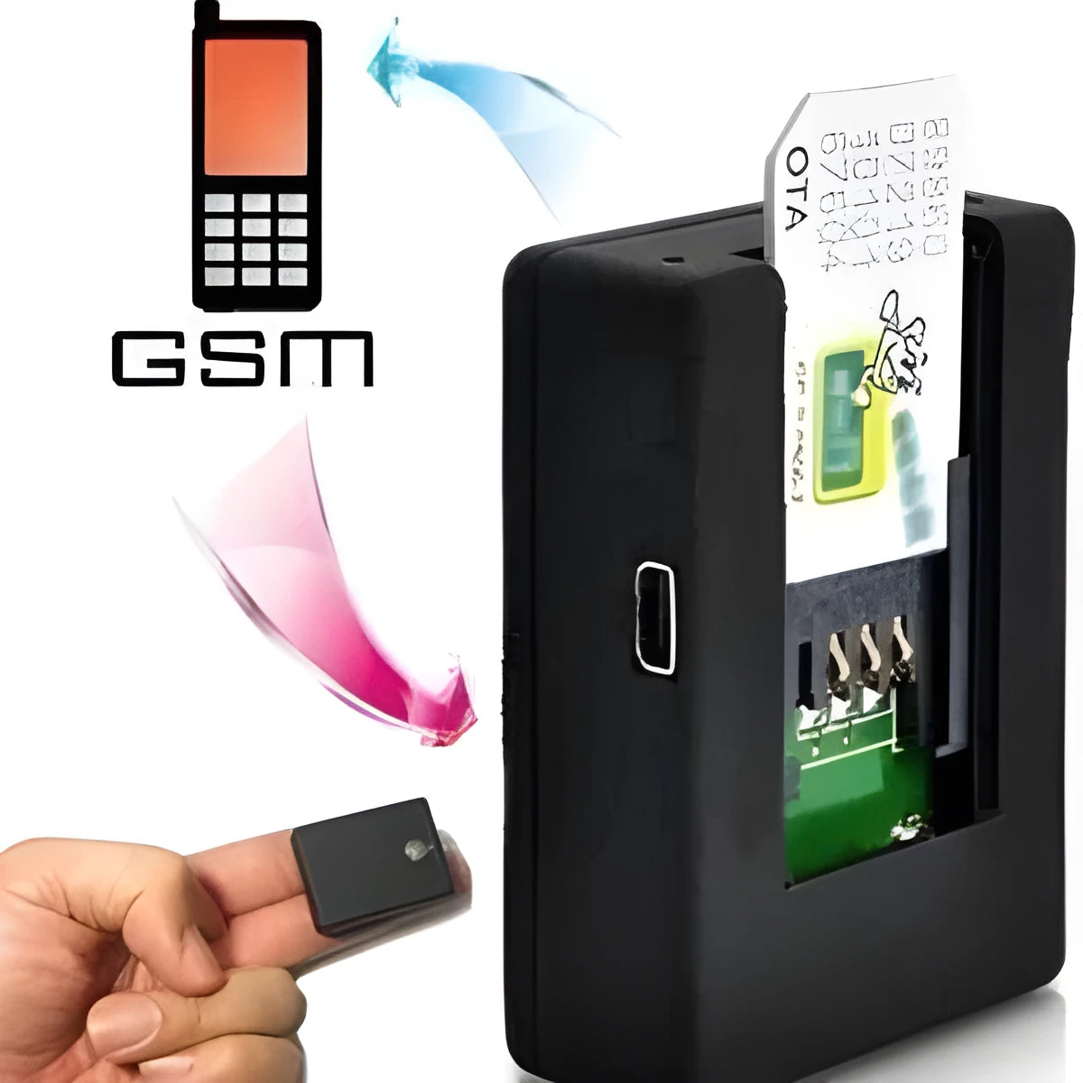 Black N9 Mini X009 vehicle GPS tracker and car alarm device with removable back cover.