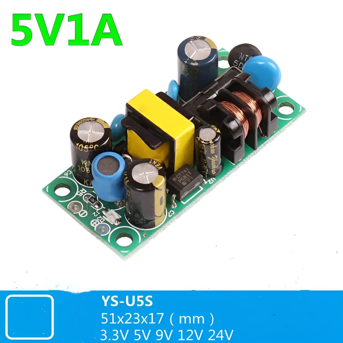 YS-U5S metal switching power board module with electronic components and connection terminals