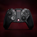 Black USB Type-C wired game controller for PC with vibration function on a grey surface.