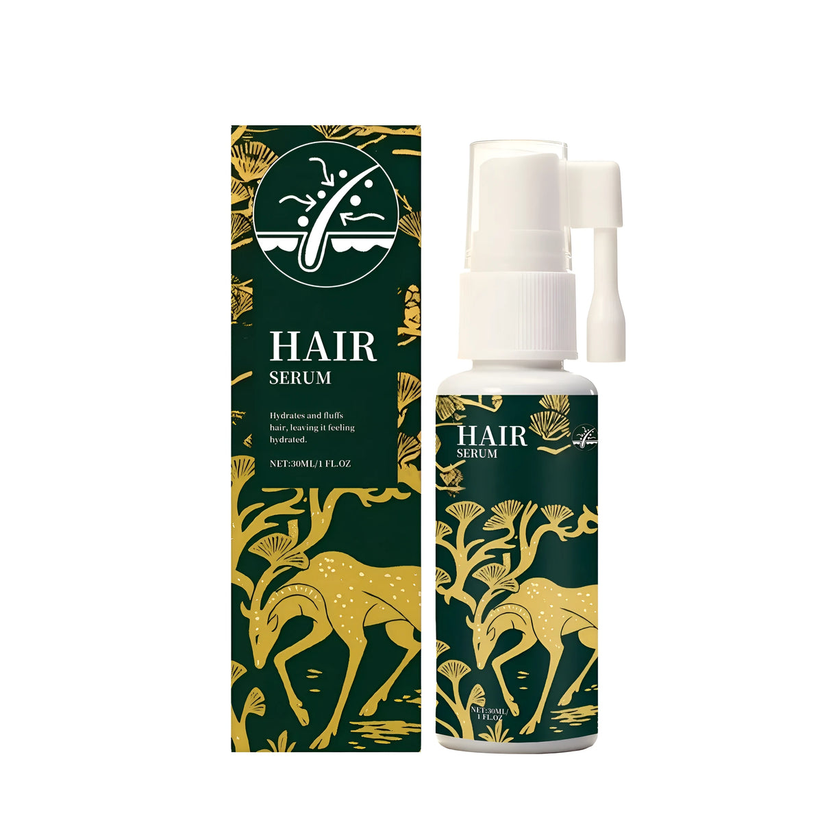 30ml hair care spray bottle with glycerin, tocopherol, ginger root oil and rosemary oil
