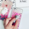 Four colourful glitter phone cases for iPhone featuring different cat designs.