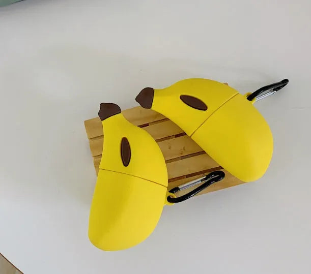 Yellow banana design silicone protective case for AirPods Pro wireless earbuds