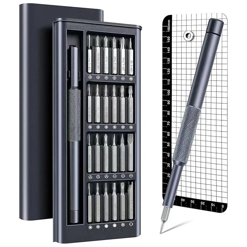 25-in-one screwdriver set with magnetic tips and chrome vanadium steel bits