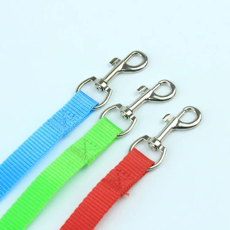 120cm PP dog leash for small dogs and cats with aluminium alloy D-ring and adjustable buckle, available in seven colours.