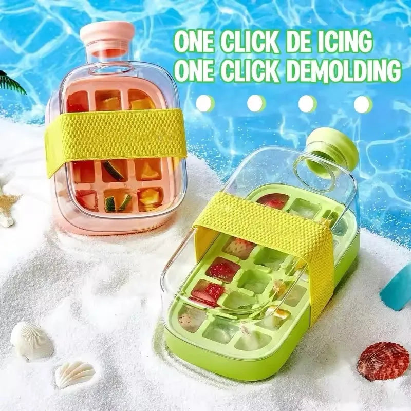One-click moulding cooling cup in white, green or pink, 500ml or 800ml, PP material, with straw and optional straps.