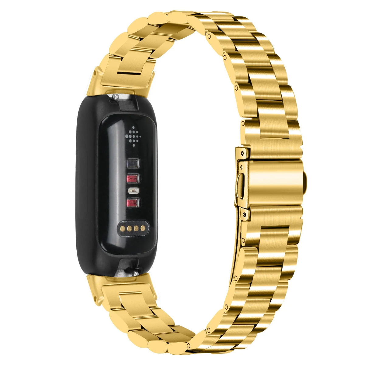 Stainless steel Apple Watch strap for Inspire 3 with three-bead design in multiple colour options