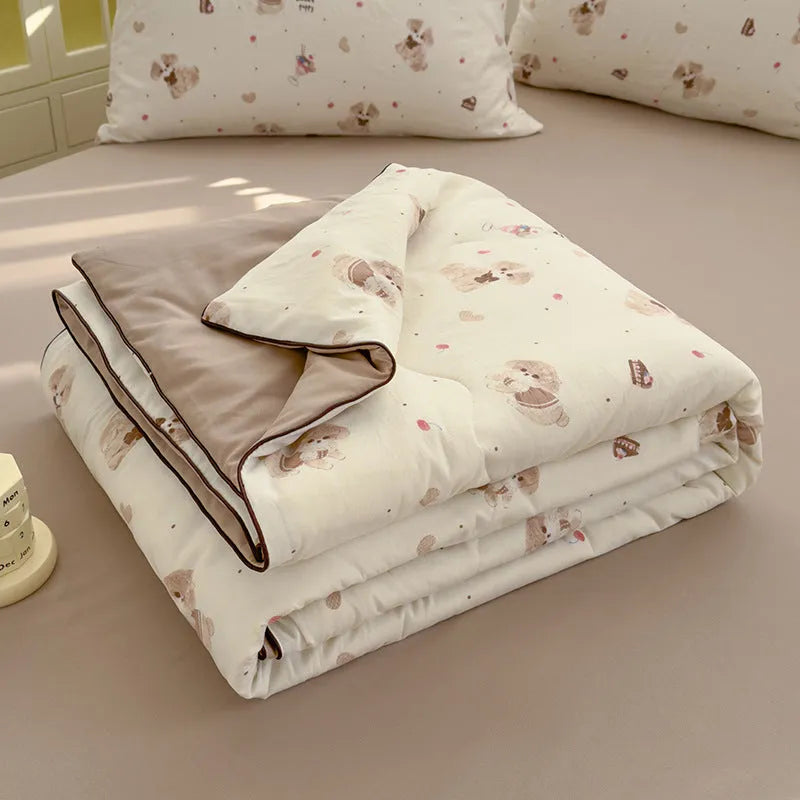 Washed cotton soybean fibre summer quilt in 110x150cm, 150x200cm, or 200x230cm with patterned design