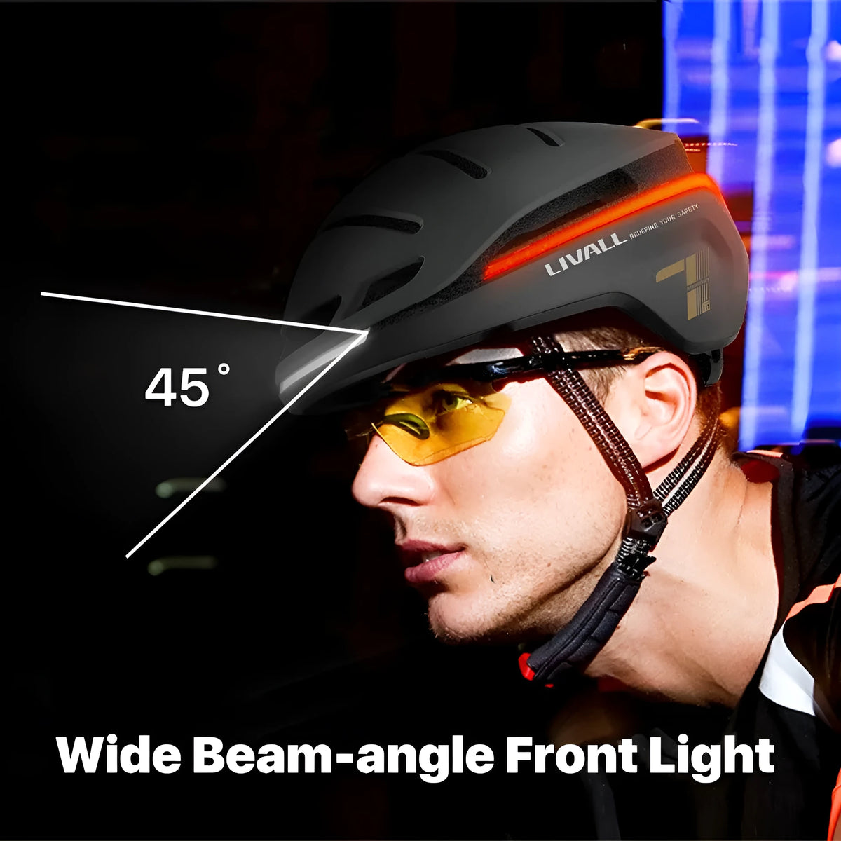 Smart bicycle helmet with LED flash control, EPS PC construction, 58-62 cm fit, Aurora Purple colour
