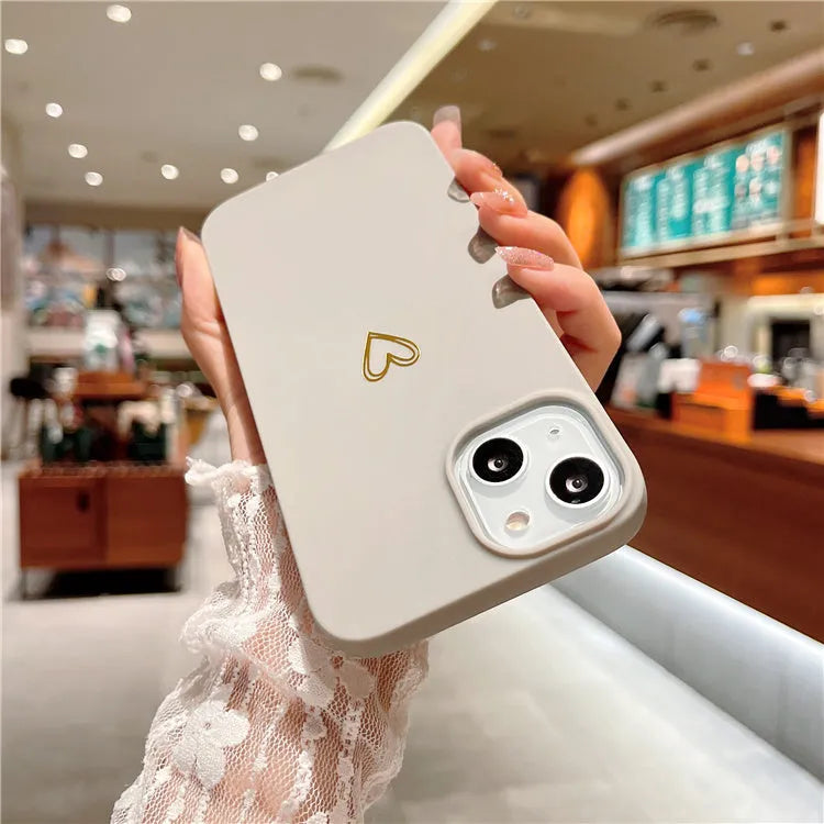 Soft silicone iPhone case with simple solid colour and hot stamping love design