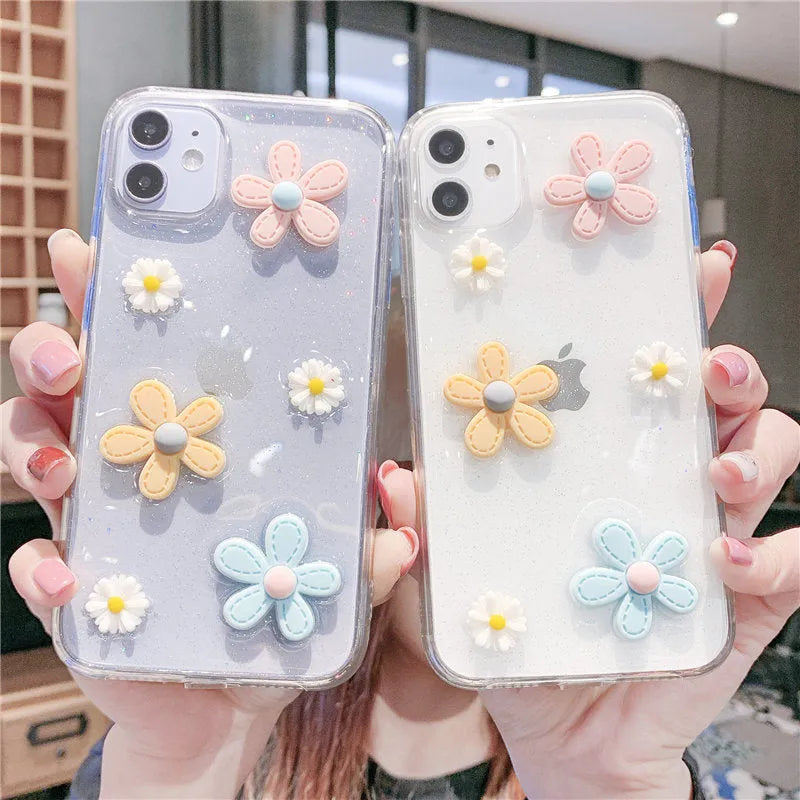 Soft rubber iPhone case with New Year flowers and heart pattern design