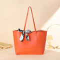 PU ladies shoulder bag with colour blocking and piped pocket, 45cm wide, in black grey brown orange or white