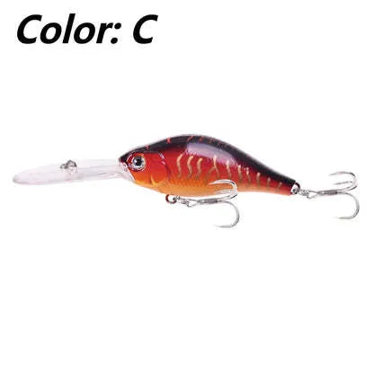 105mm deep diving mino fishing lure with floating rock design in multiple colours
