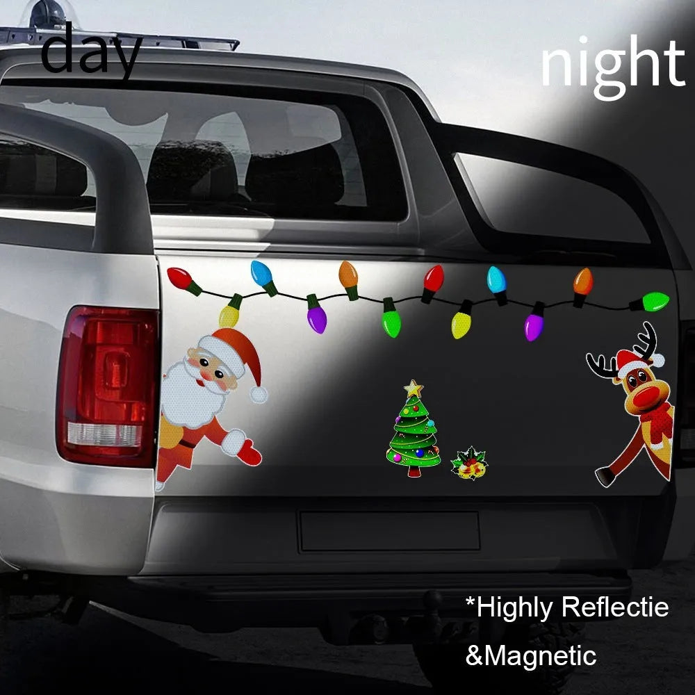 Medium Christmas elk reflective magnetic car decoration sticker with cartoon design and RFM025 colour variant