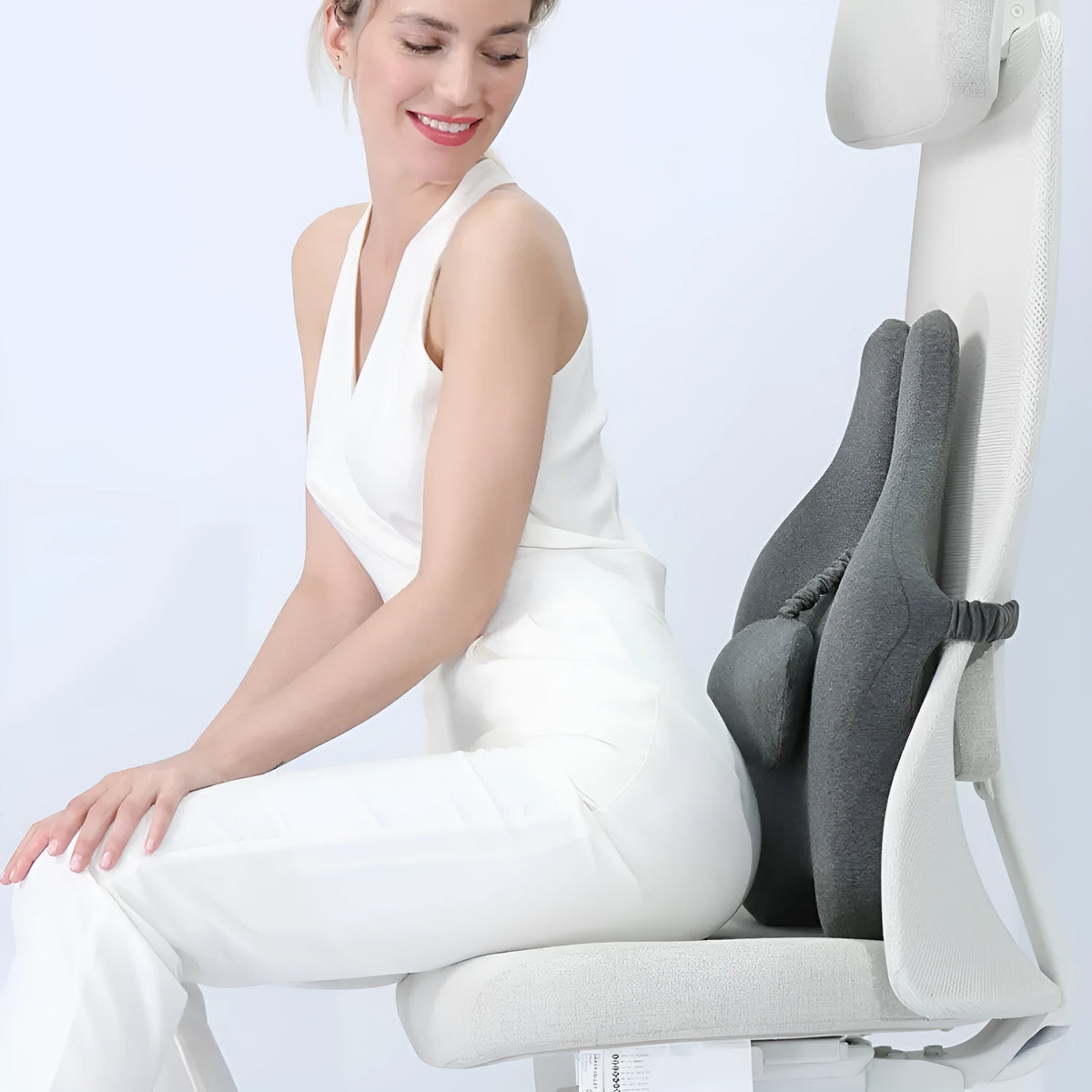 Memory foam car cushion with adjustable waist support in four colour options