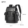 Men's black PU leather backpack with waterproof function, polyester lining and 20-35L capacity