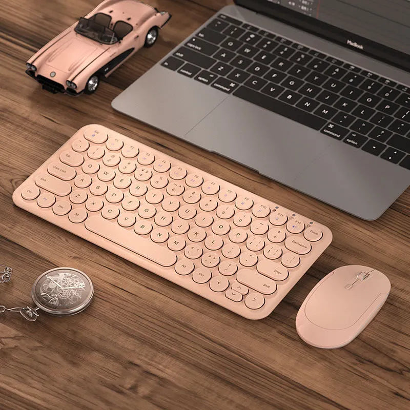 Ultra-thin wireless keyboard and mouse set in white colour with USB receiver and protective keyboard film