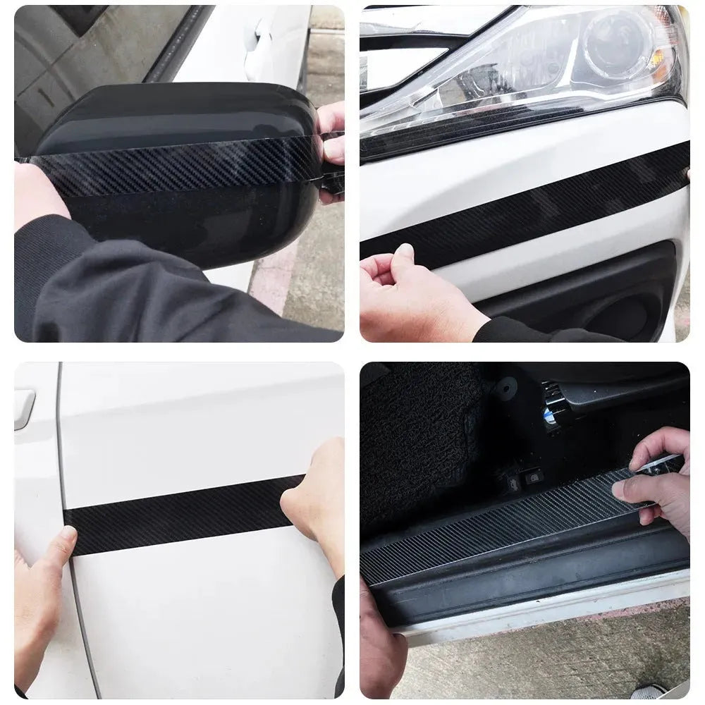 Carbon fibre pattern car door anti-collision strip in 3cm to 10cm widths and 3m to 10m lengths.