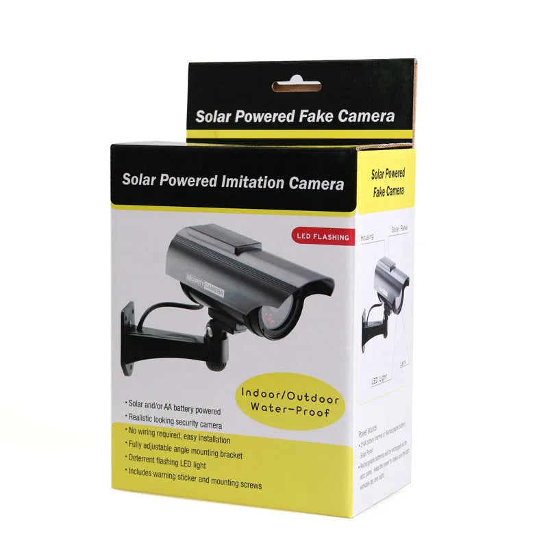 Solar Powered Fake Camera Dummy Security Camera Outdoor Simulated CCTV Monitor Black Silver Weatherproof Deterrent for Shops Supermarkets Hotels Parking Lots Libraries Offices Warehouses Parks Residential Areas