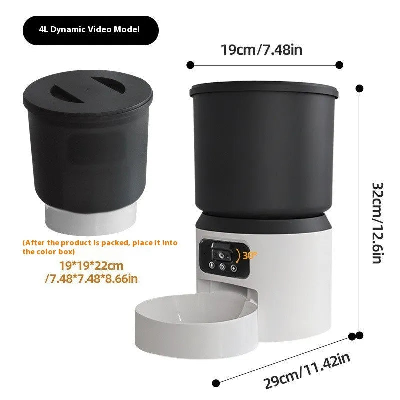 4L smart pet feeder with mobile app control and optional camera for cats and dogs